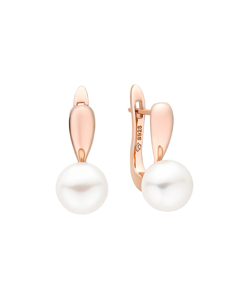 Позолоченные серьги из серебра с жемчугом