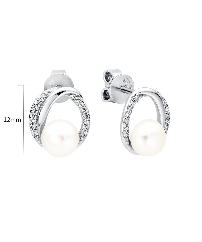 Серьги из серебра с жемчугом и цирконами