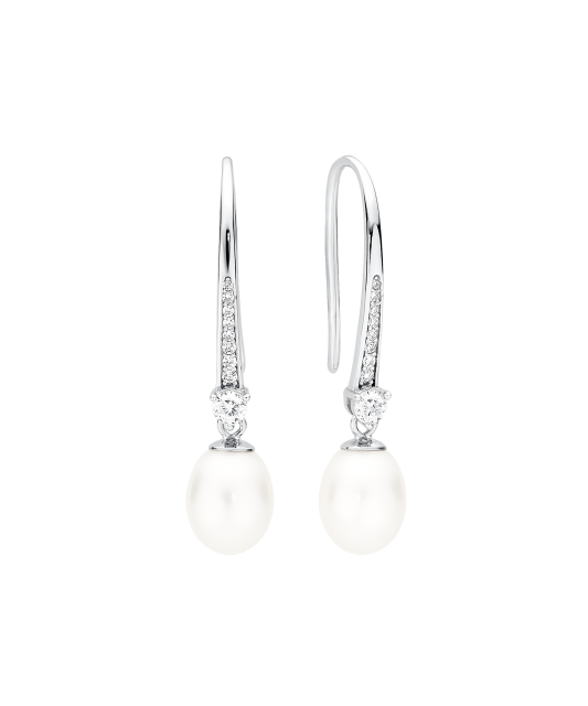 Серьги из серебра с жемчугом и цирконами