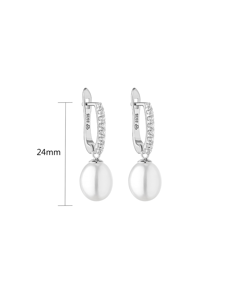 Sterling silver earrings with pearls and zircons Sterling silver earrings with pearls and zircons