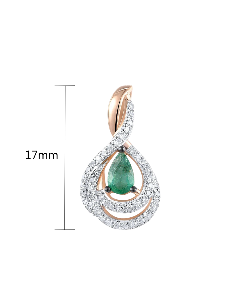 Gold pendant with emerald and diamonds