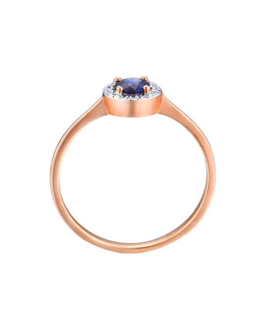 Gold ring with sapphire and diamonds