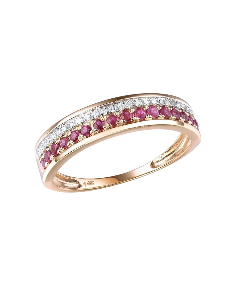Gold ring with diamonds and rubies