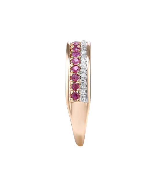 Gold ring with diamonds and rubies