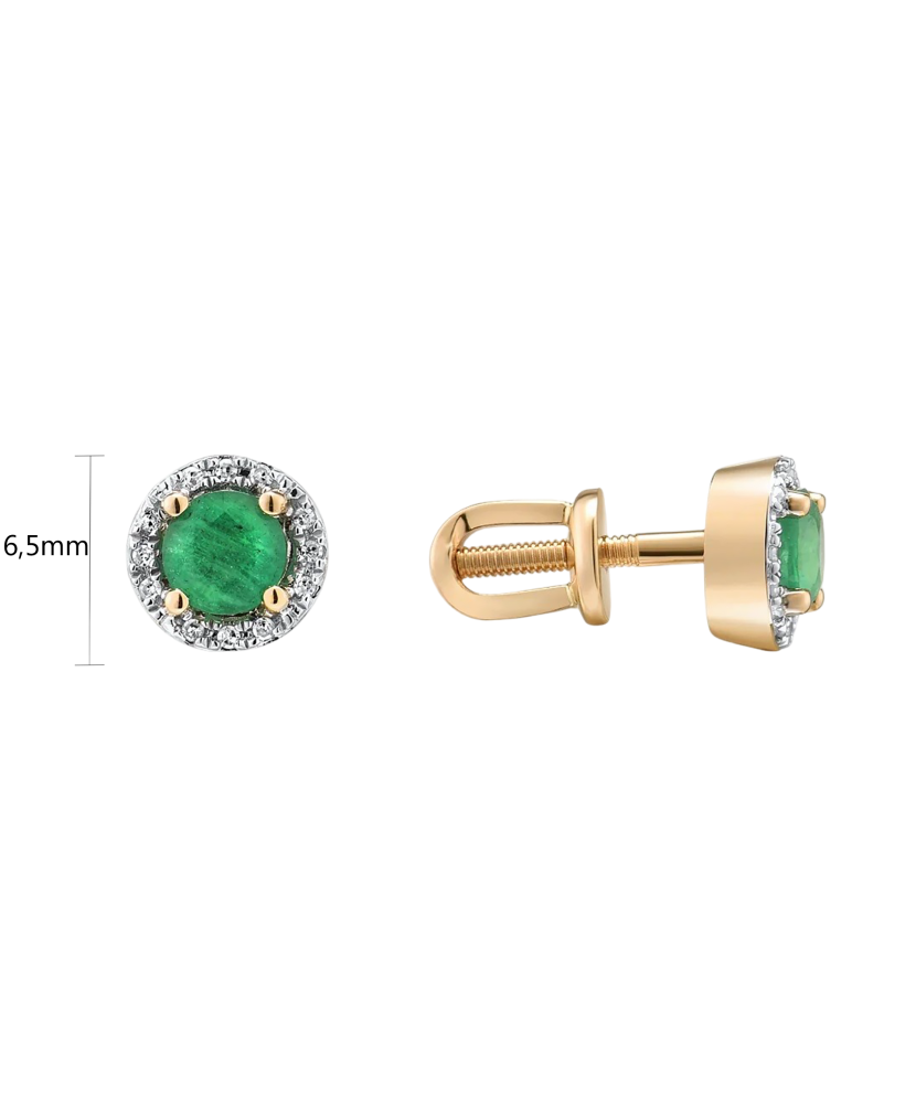 Gold earrings with emeralds and diamonds