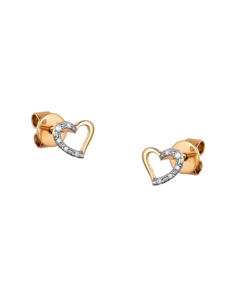 Gold earrings with diamonds "Heart"