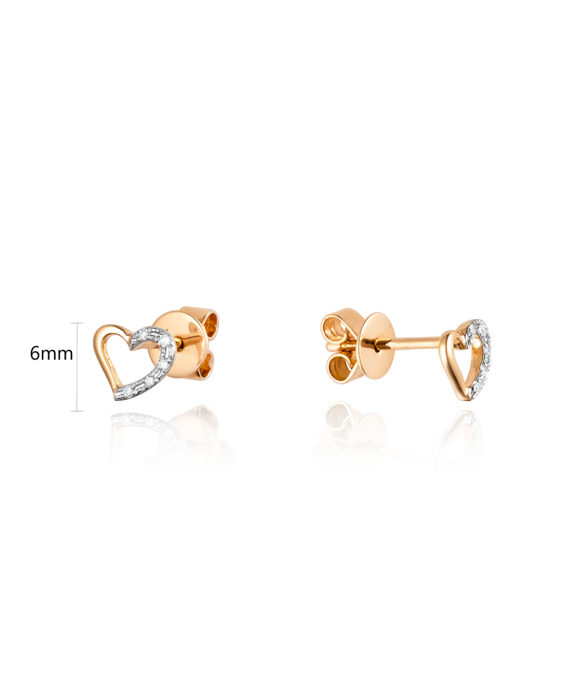 Gold earrings with diamonds "Heart"