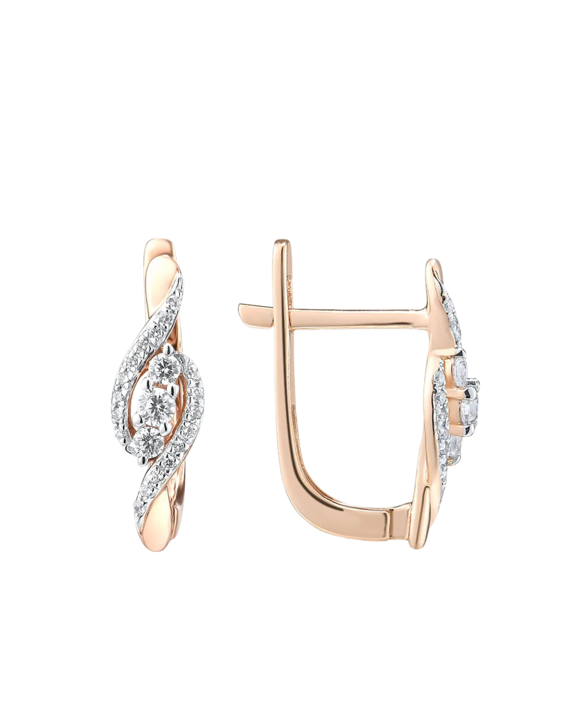 Gold earrings with diamonds