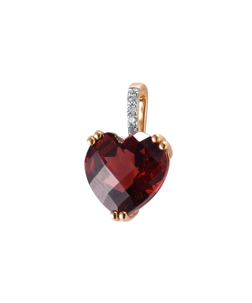 Gold pendant with diamonds and garnet