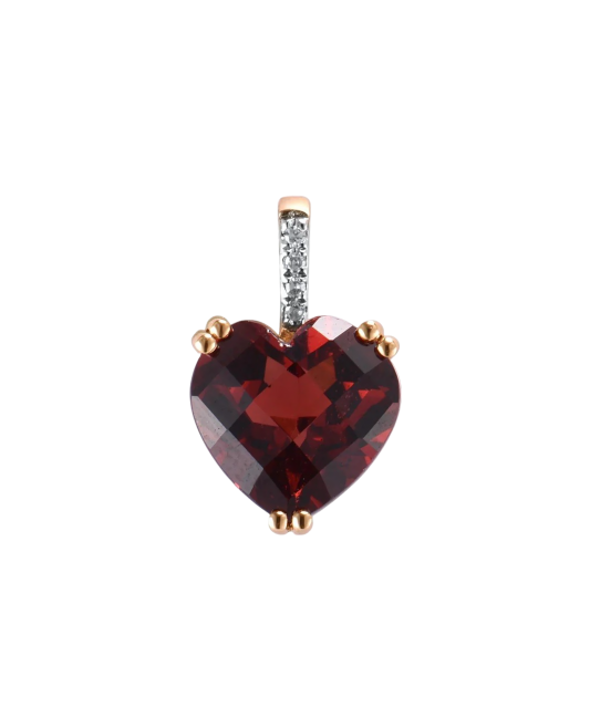 Gold pendant with diamonds and garnet