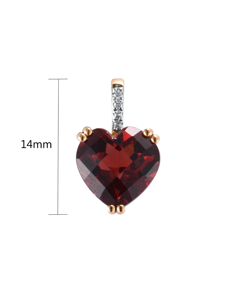 Gold pendant with diamonds and garnet