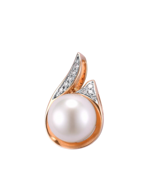 Gold pendant with diamonds and pearls