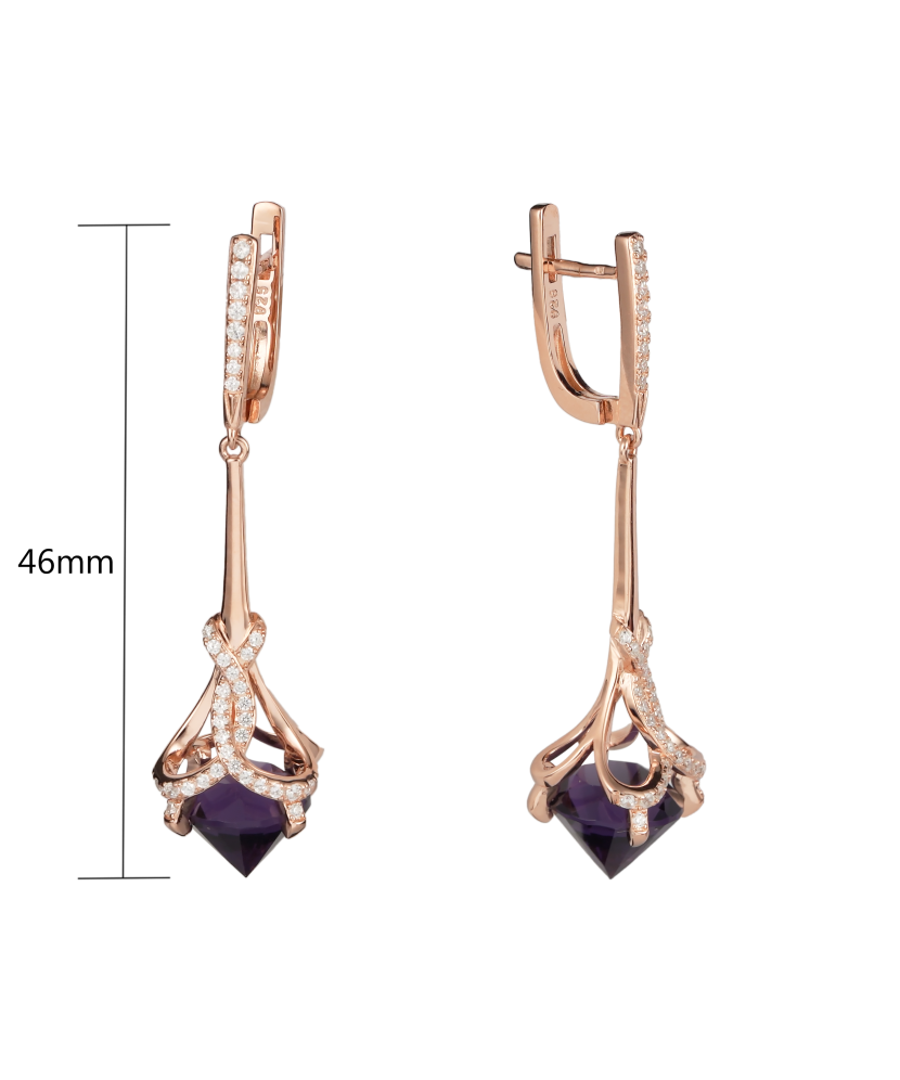 Gilded sterling silver earrings with zircons