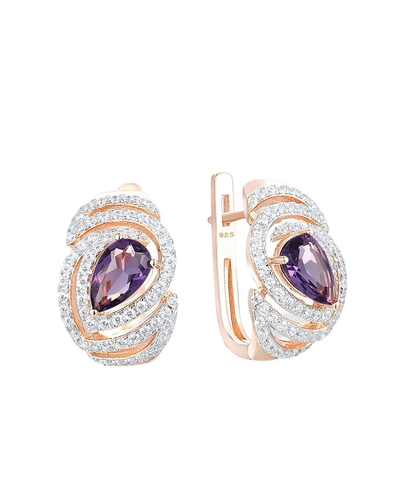 Серьги из позолоченного серебра с цирконами