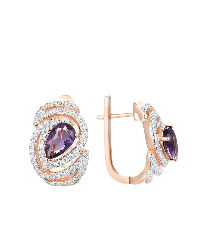 Gilded sterling silver earrings with zircons