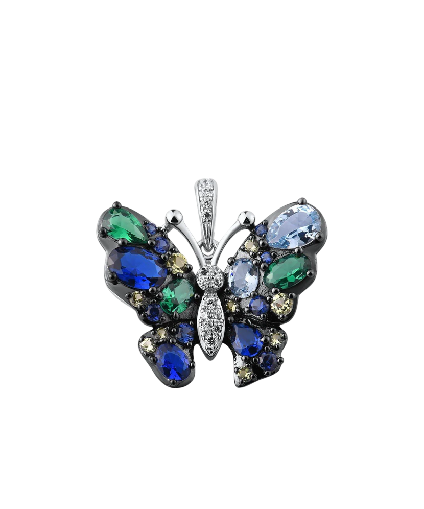 Sterling silver pendant with zircons "butterfly"