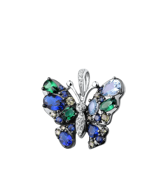 Sterling silver pendant with zircons "butterfly"