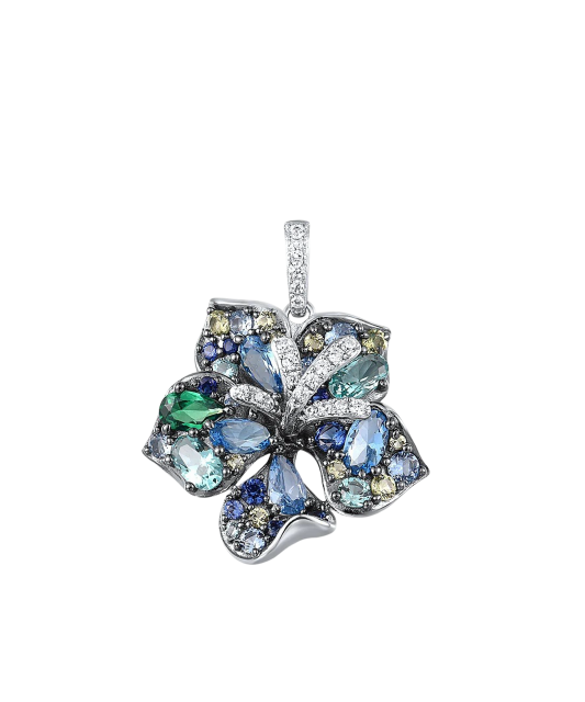 Sterling Silver pendant with spinels and zircons