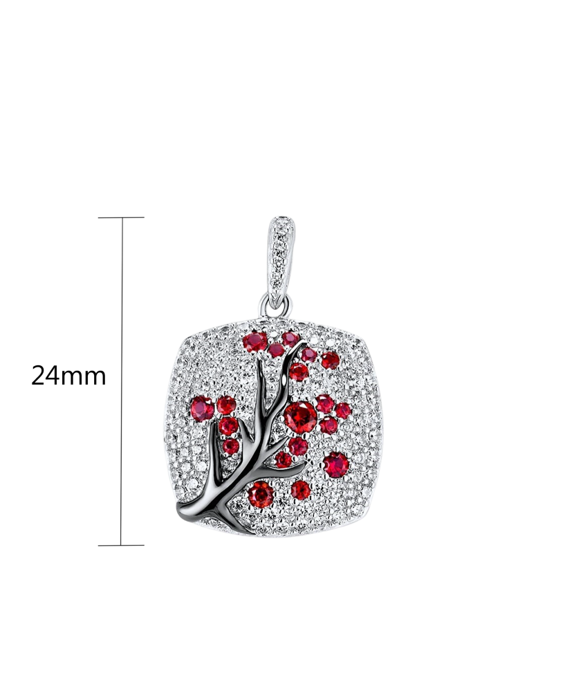 Sterling Silver pendant with nano rubies and zircons