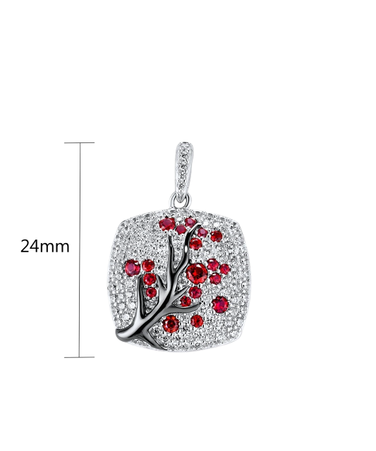 Sterling Silver pendant with nano rubies and zircons