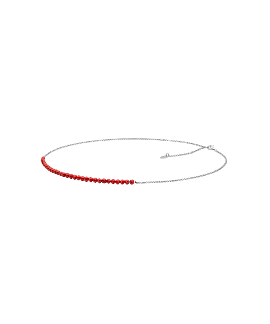 Серебряная цепочка с кораллом