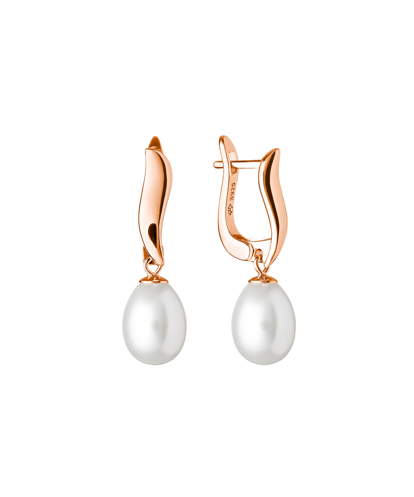 Gilded sterling silver earrings with pearls