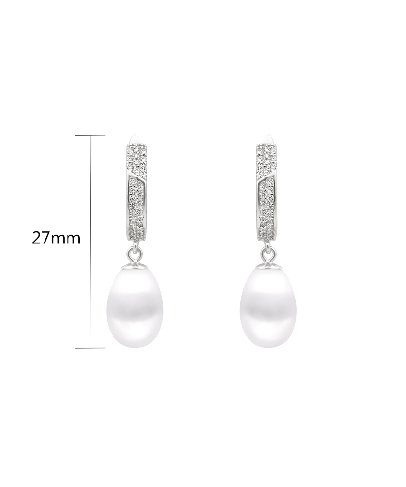 Sterling silver earrings with pearls and zircons Sterling silver earrings with pearls and zircons