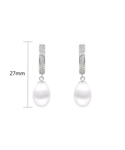 Sterling silver earrings with pearls and zircons
