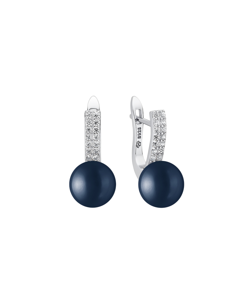 Sterling silver earrings with pearls and zircons Sterling silver earrings with pearls and zircons