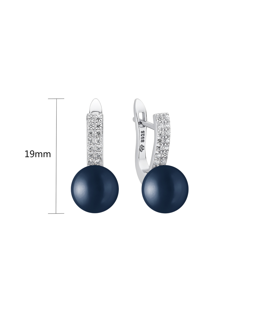 Sterling silver earrings with pearls and zircons Sterling silver earrings with pearls and zircons