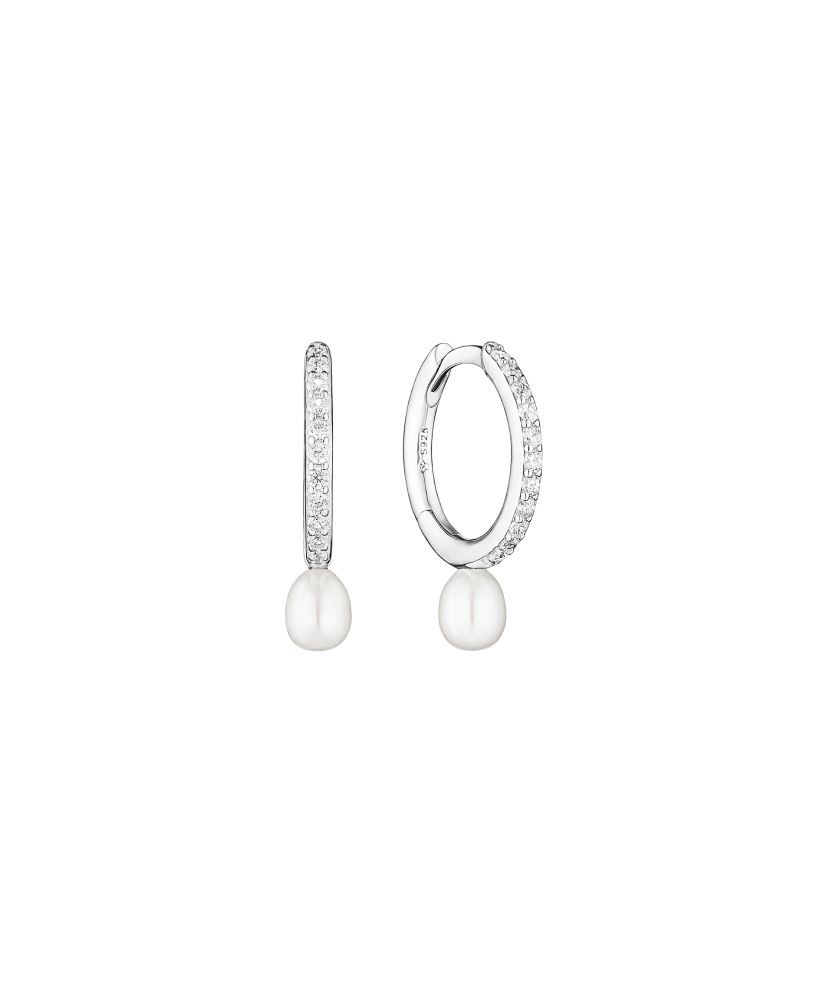 Sterling silver earrings with pearls and zircons Sterling silver earrings with pearls and zircons