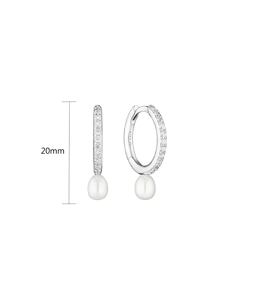 Sterling silver earrings with pearls and zircons Sterling silver earrings with pearls and zircons