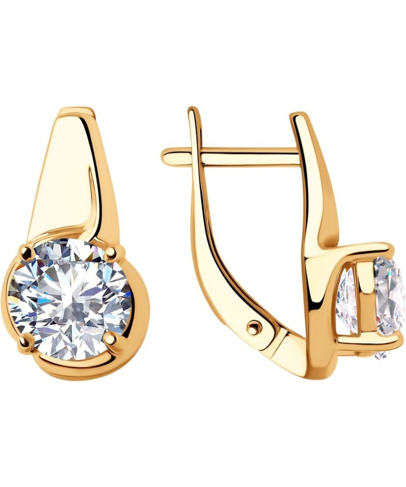 Gilded sterling silver earrings with zircons