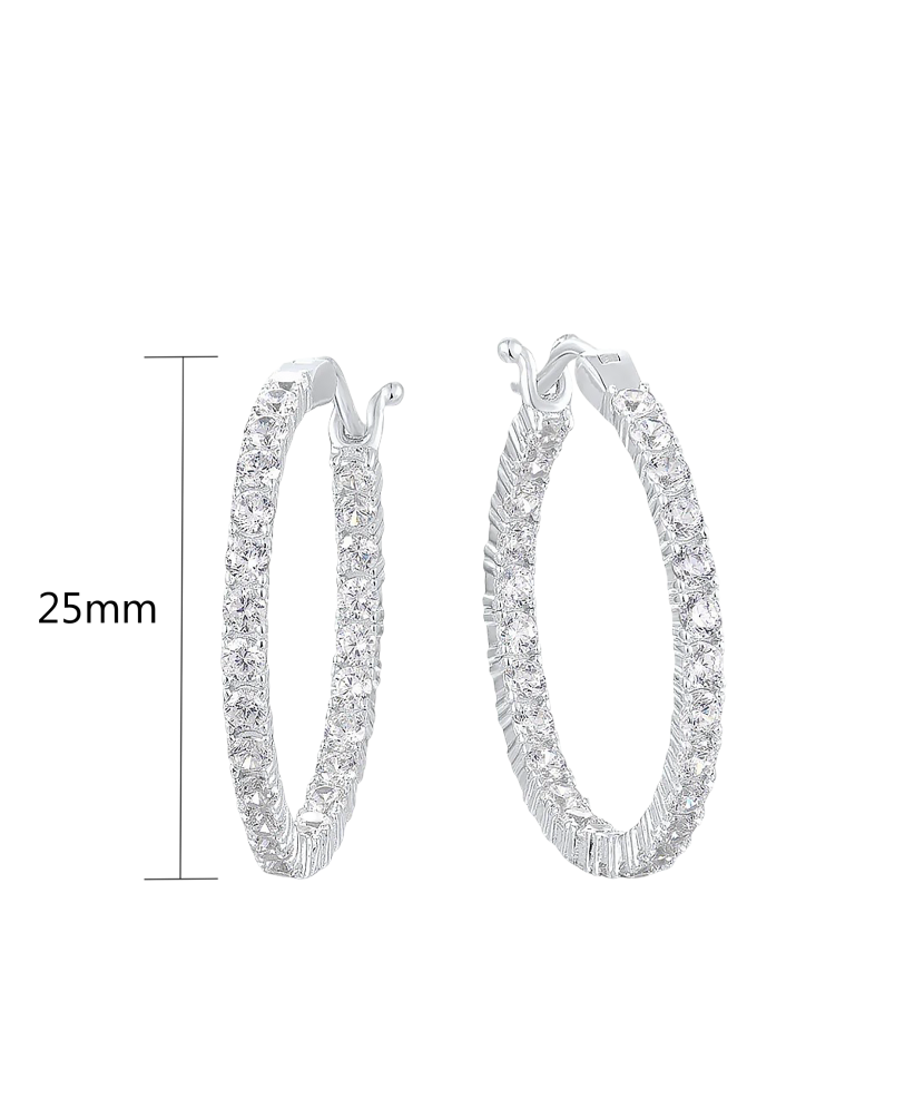 Sterling silver earrings with zircons 25mm