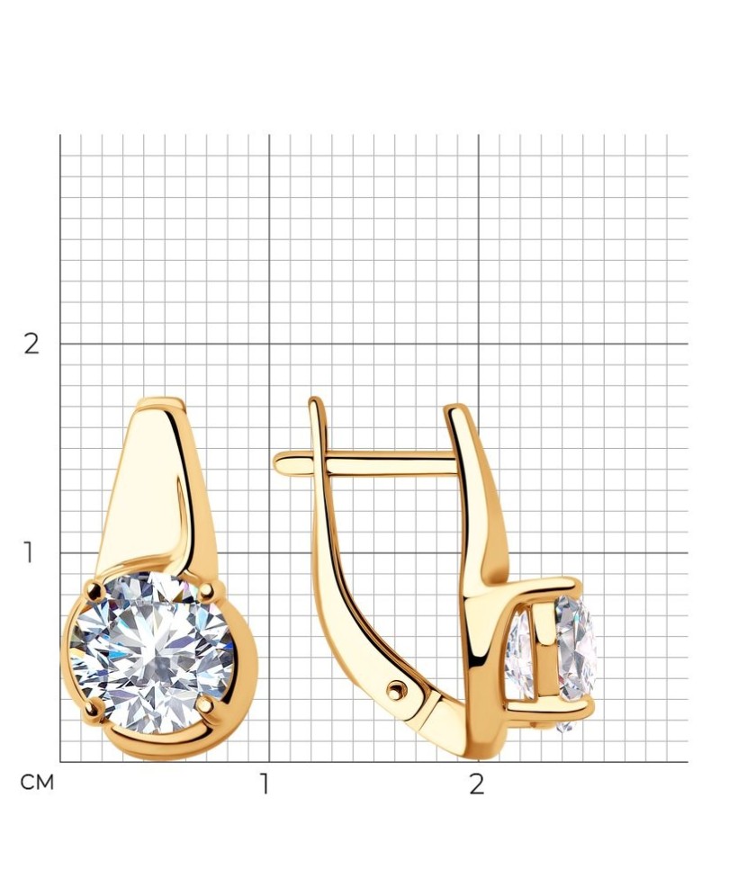 Gilded sterling silver earrings with zircons