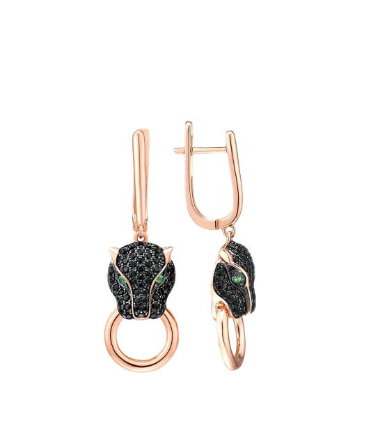 Gilded sterling silver earrings with spinels