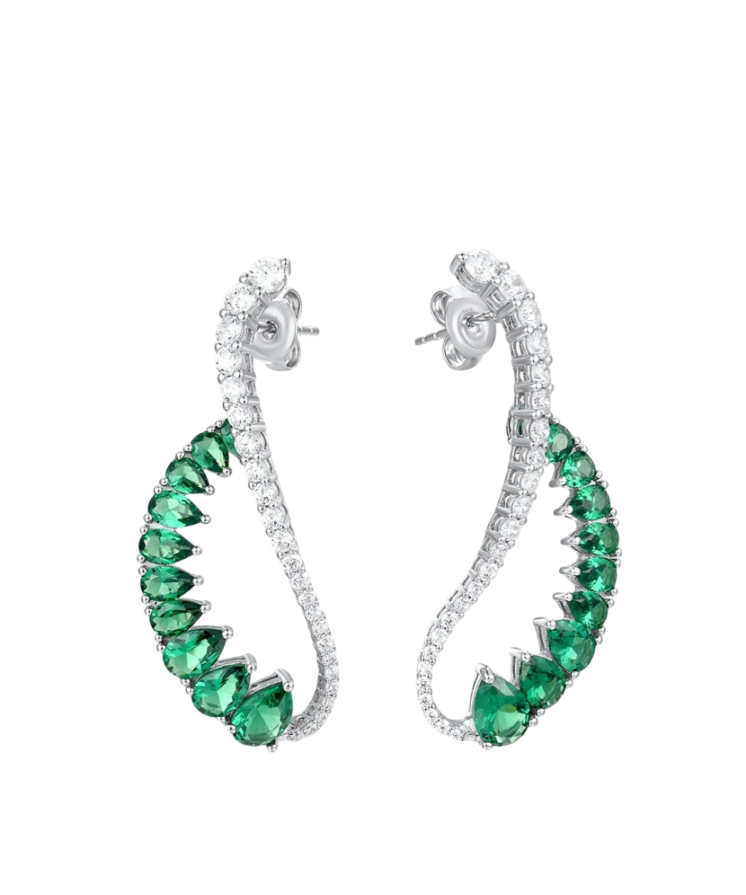 Серебряные серьги со шпинелями и цирконами