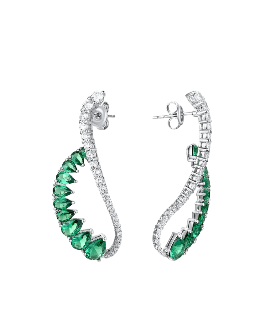 Серебряные серьги со шпинелями и цирконами