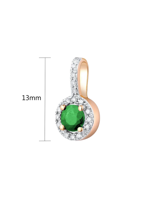 Gold pendant with emerald and diamonds