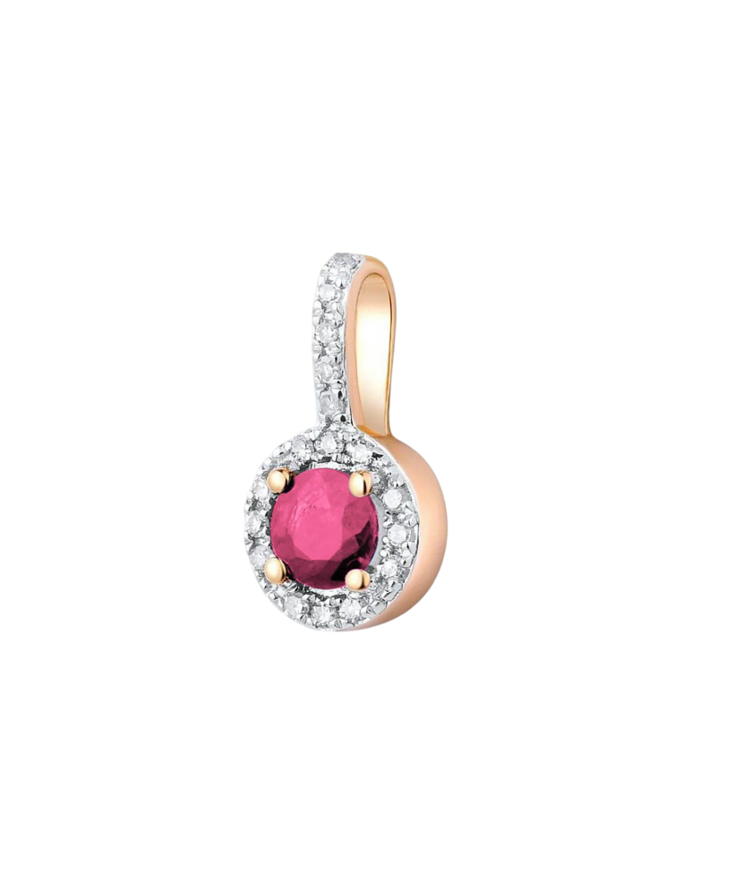 Gold pendant with ruby and diamonds