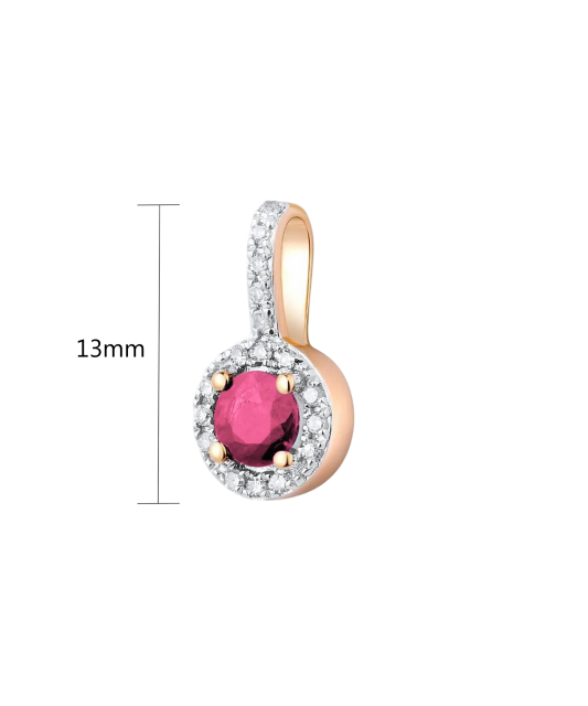 Gold pendant with ruby and diamonds