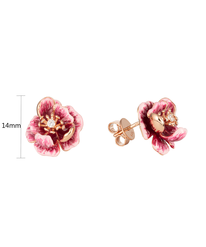 Gilded sterling silver earrings with zircons and enamel Gilded sterling silver earrings with zircons and enamel