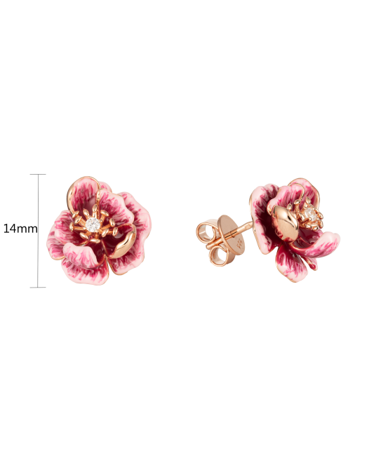 Gilded sterling silver earrings with zircons and enamel