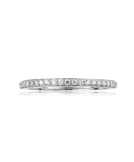 White gold ring with zircons