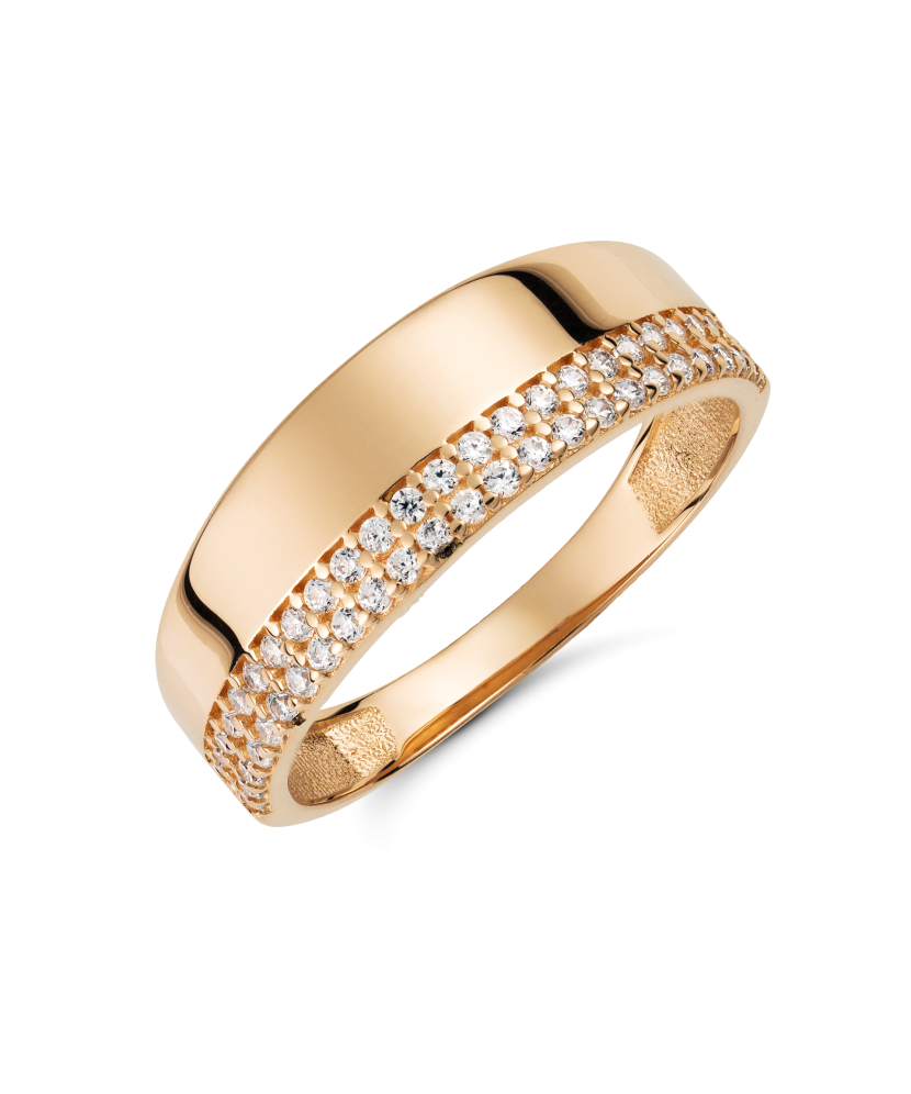 Gold ring with zircons