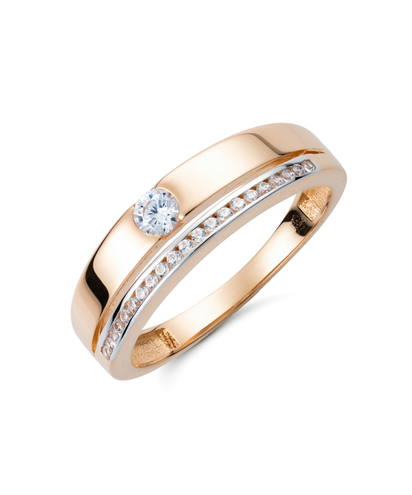 Gold ring with zircons