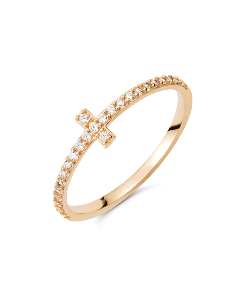 Gold ring with zircons
