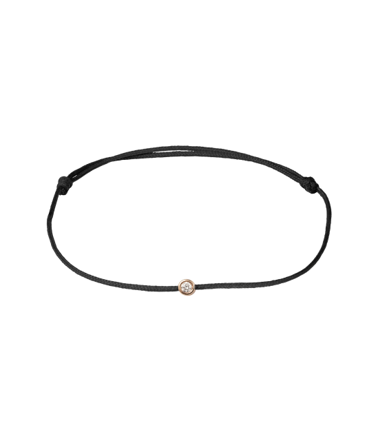 Браслет из черный нити с подвеской из золота и бриллиантами 0.03ct