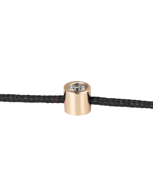 Black string bracelet white gold and diamond pendant 0.03ct