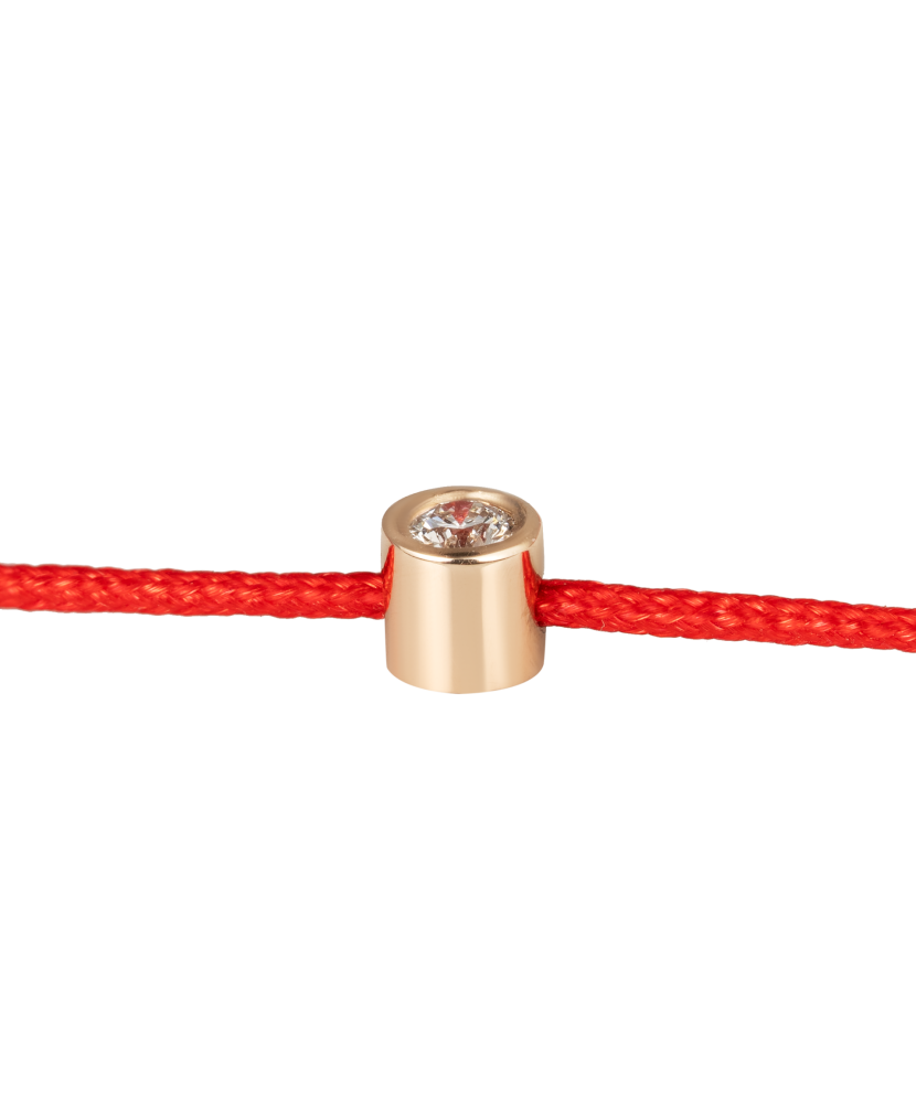 Red string bracelet With gold and diamond pendant 0.05ct